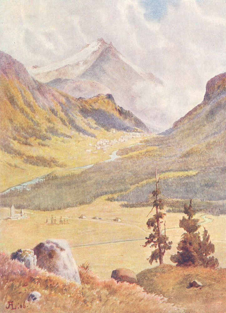 SWITZERLAND. Celerina and Cresta. Pontresina from above Celerina 1907 print